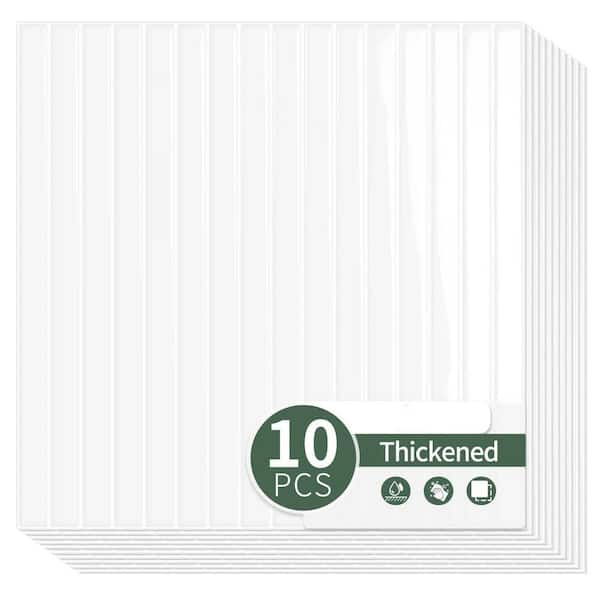 White Self Adhesive Wall Tile 12 in. x 12 in. Peel & Stick Backsplash Thicker Design for Kitchen, Bathroom, RV (10-Pack)