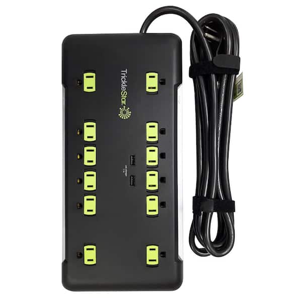 TRICKLESTAR 8 ft. 12-Outlet Surge Protector With USB Charging Ports