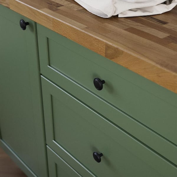 10-Pack Top Ring 1-1/4 in. (31 mm) Classic Matte Black Round Cabinet Knobs