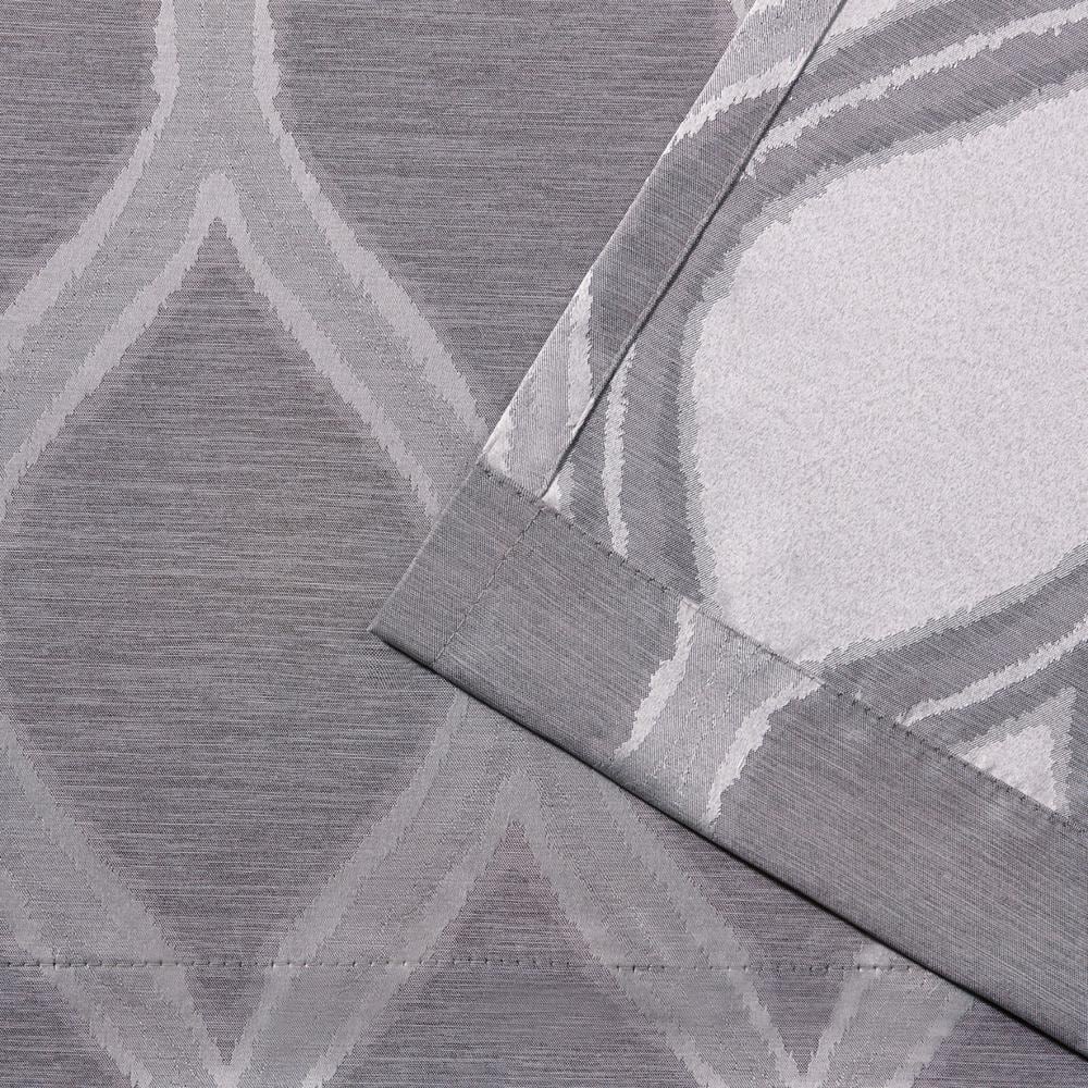 Ash Grey Geometric Linen Grommet Curtain Panels 54"x96"