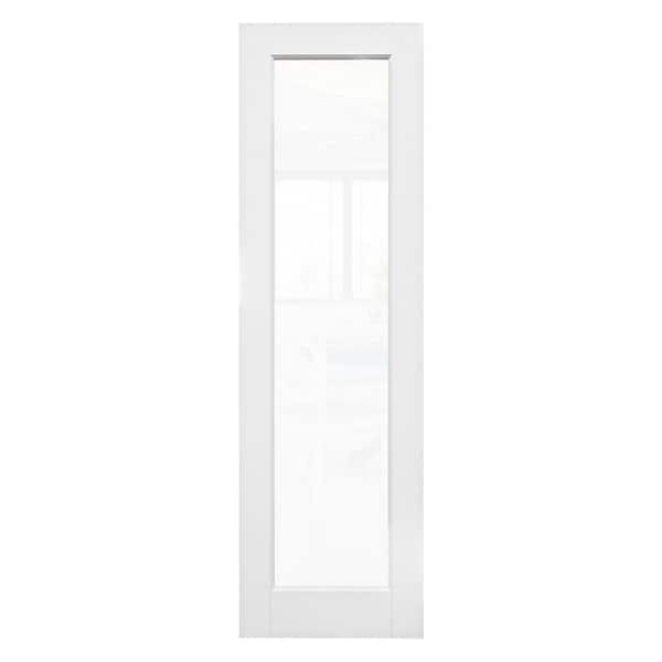 24 in. x 80 in. Solid Core 1-Lite Tempered Clear Glass White Primed MDF Interior Door Slab