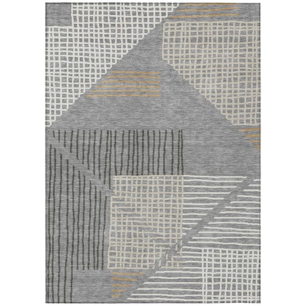 Addison Rugs Chantille Machine Washable Indoor/Outdoor Abstract ACN2270 Gray 8 ft. x 10 ft. Area Rug
