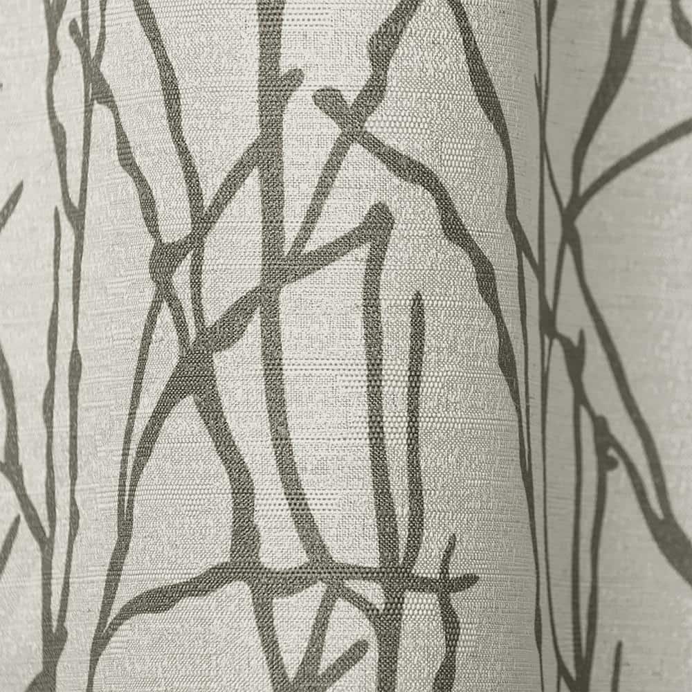 Natural Linen Blend Light-Filtering Branches Grommet Curtain Panel Pair