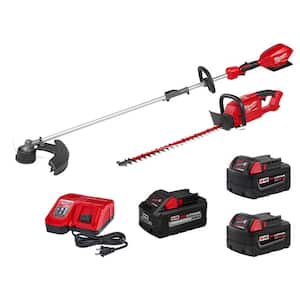 M18 FUEL 18V Brushless Cordless String Trimmer & Hedge Trimmer Combo kit with 8 Ah Battery and two 5 Ah Batteries