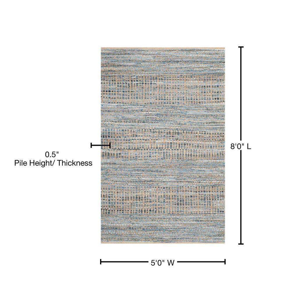 Handmade Blue Wool 5' x 8' Area Rug