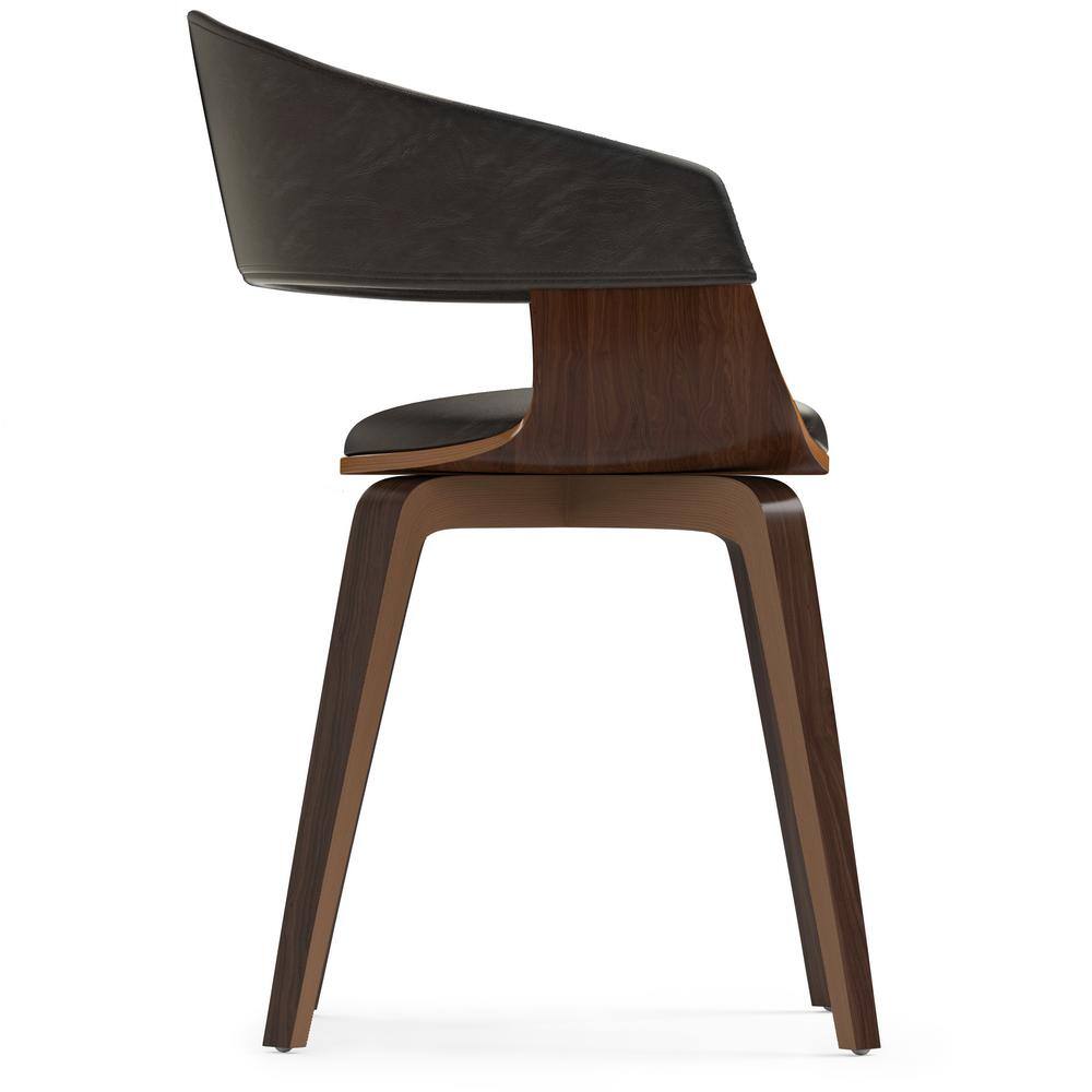 Distressed Brown Faux Leather Upholstered Bentwood Dining Chair
