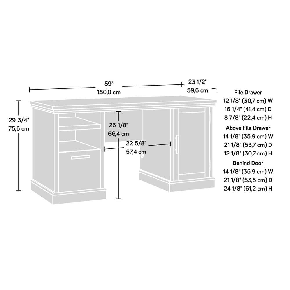 Pebble Pine Brown Wood Computer Desk with Drawer and Filing Cabinet