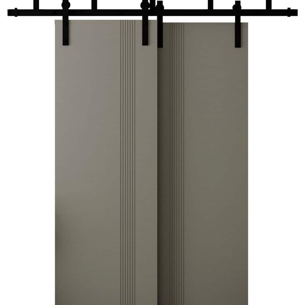 0112 64 in. x 80 in. Sold Core Dove Grey Color Wood Sliding Barn Door with Hardware Kit price history on PriceWatchPro