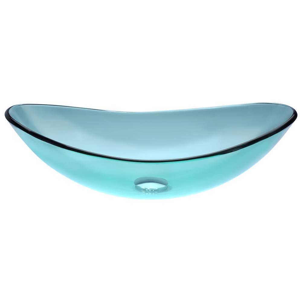 Lustrous Green Oval Tempered Glass Above-Counter Bathroom Sink