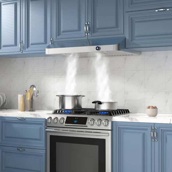 42 in. 900 CFM Ducted Under Cabinet Range Hood with 3-Way Venting, Delay Shutoff and LCD Knob Control in Stainless Steel
