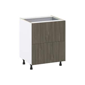 Medora Textured 27 in. W x 34.5 in. H x 24 in. D in Slab Walnut Shaker Assembled Base Kitchen Cabinet with 3 Drawers