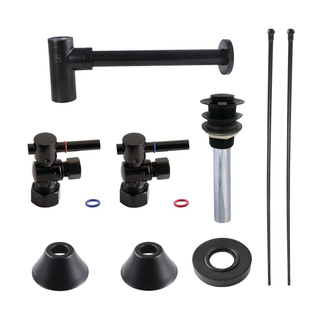 Kingston Brass Modern 11/4 in. Brass Plumbing Sink Trim Kit with Bottle Trap and Drain in Matte