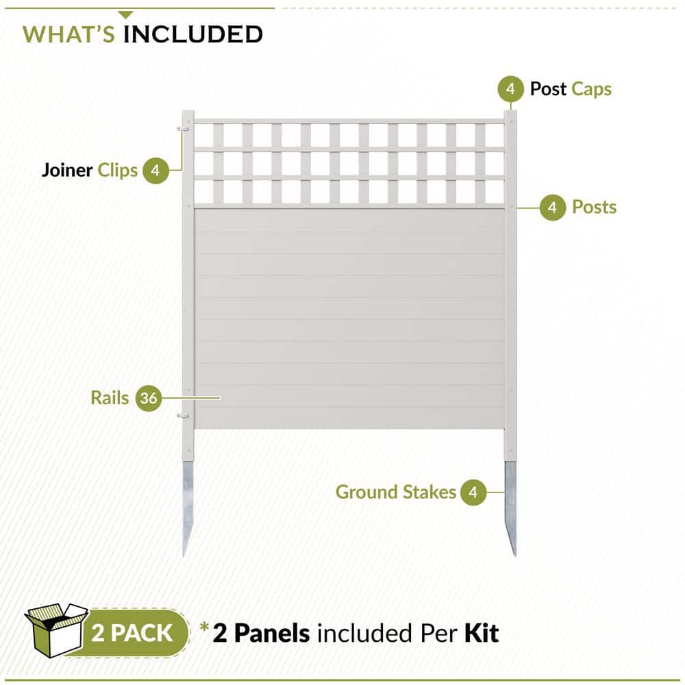 Keswick White Vinyl Lattice-Top Privacy Fence Panels, 3.5-ft