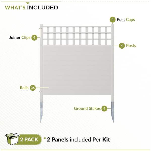Zippity Outdoor Products 4 ft. x 3.5 ft. Keswick Vinyl Privacy Fence Panel and Screen Kit (2-Pack)