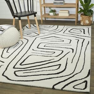 Pollock Cream 5 ft. 3 in. x 7 ft. Abstract Area Rug