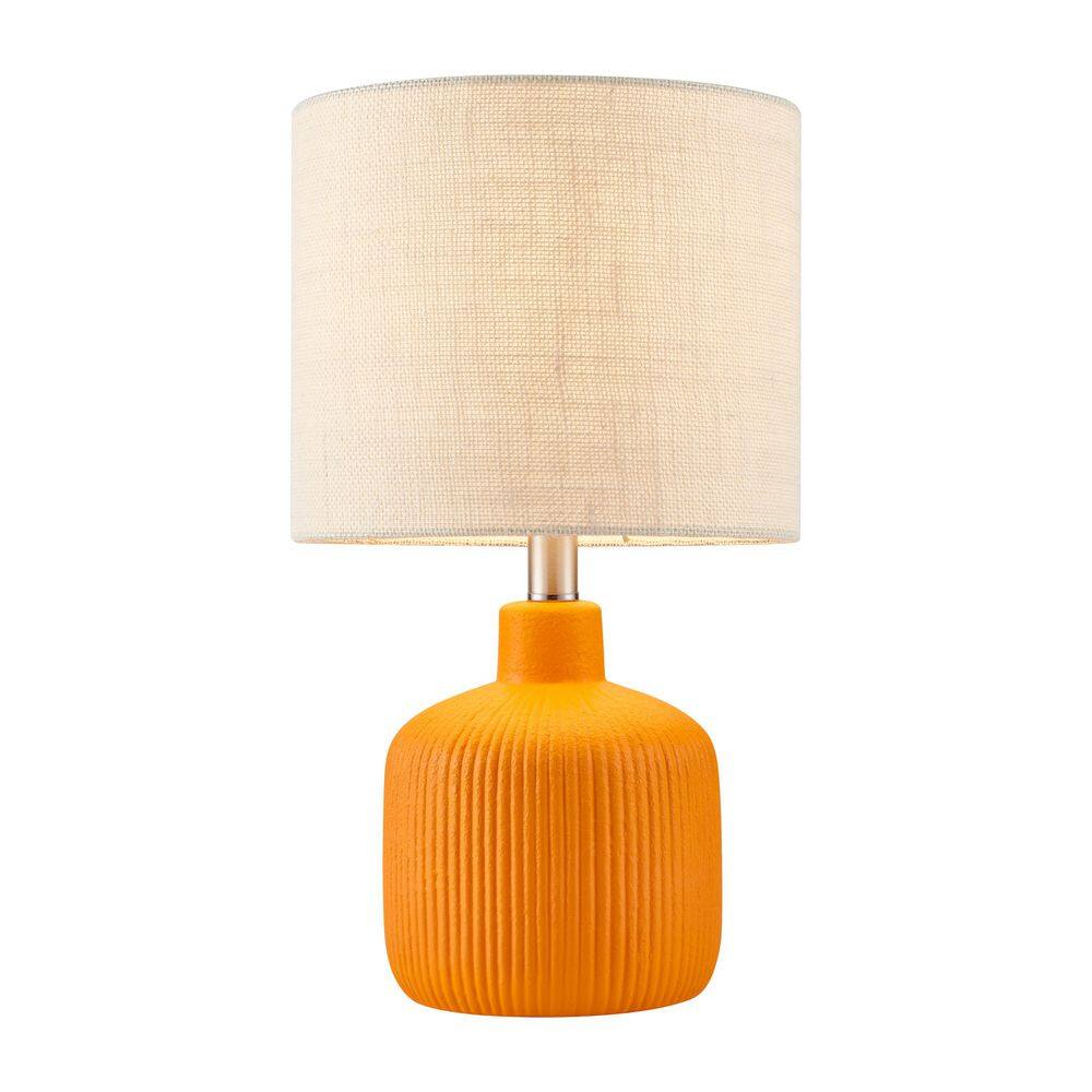17.5 in. Ceramic Warm Amber Orange Contemporary Table Lamp for Living Room with Natural Linen Shade price history on PriceWatchPro