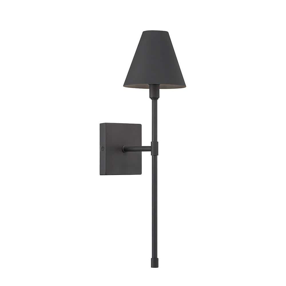 Jefferson 5.5 in. W x 20 in. H 1-Light Matte Black Wall Sconce with Metal Shade price history on PriceWatchPro