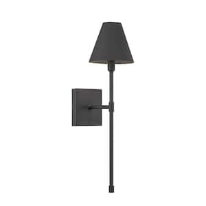 Jefferson 5.5 in. W x 20 in. H 1-Light Matte Black Wall Sconce with Metal Shade