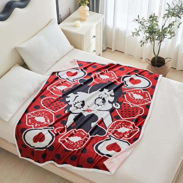 JML Red Betty Boop Super Soft Microfiber Fleece Plush 60 in. x 80 in. Bed Blanket
