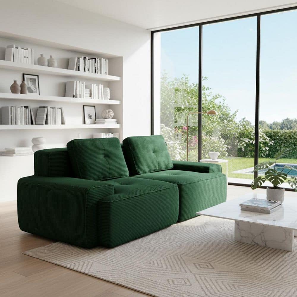TITK 82 in. Track Arm 1-Piece Corduroy Modular Sectional Sofa with Tufted Cushions in. Forest Green price history on PriceWatchPro