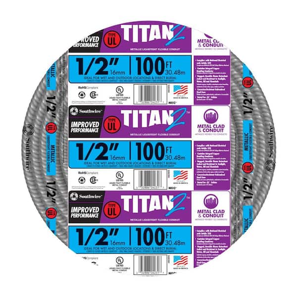 1/2 in. x 100 ft. Liquidtight Flexible Metallic Titan Steel Conduit