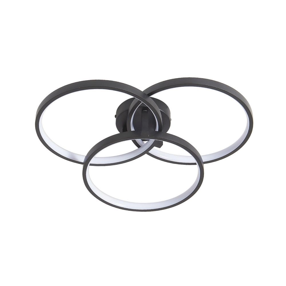 20 in. Modern Black Integrated LED Flush Mount with 3-Ring and Energy-Effic