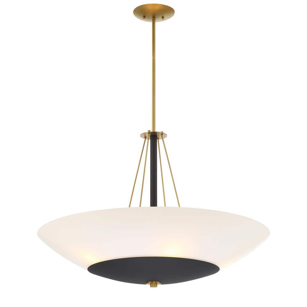 Bax 60-Watt 5-Light Sand Black and Soft Brass Bowl Pendant Light with Clear and White Glass Shades, No Bulbs Included price history on PriceWatchPro