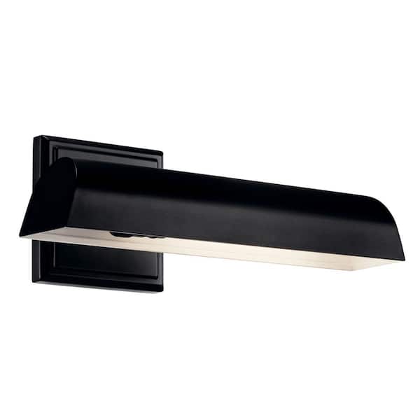 KICHLER Carston 12.25 in. 1-Light Black LED Hallway Indoor Wall Sconce Picture Light with Adjustable Arm