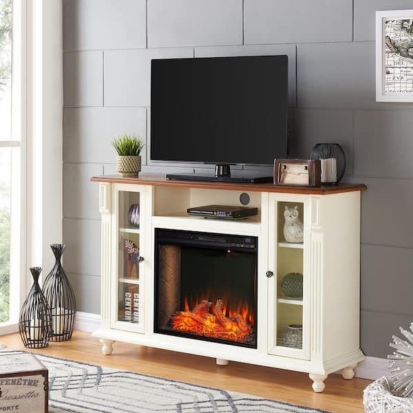 Southern Enterprises Dresham Alexa Enabled 52 in. Electric Smart Fireplace in Antique White