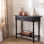 Rosemary 38 in. Distressed Black Standard Rectangle Wood Console Table with Drawers