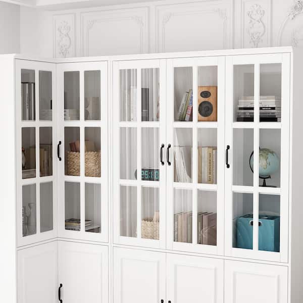 FUFU&GAGA 78.9 in. Tall 15-Shelf White Wood Corner Standard