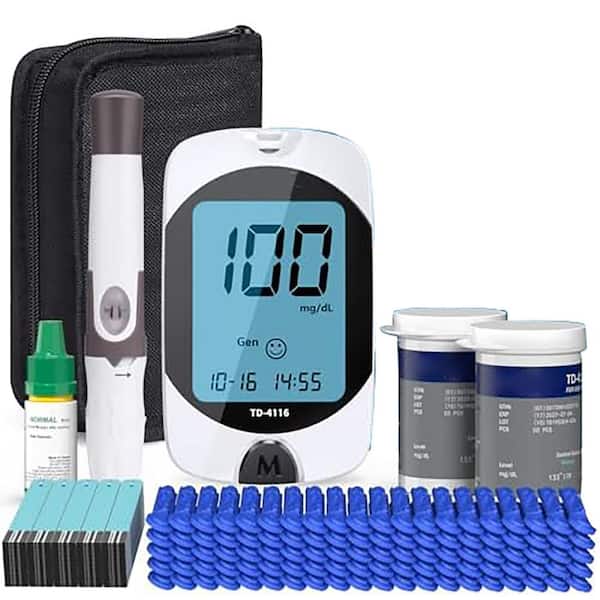 TD-4116 3.7 Volt 1.5 Amp AC Blood Glucose Test Meter Digital Blood Sugar Test Meter with 100 Strips 100 Lancets