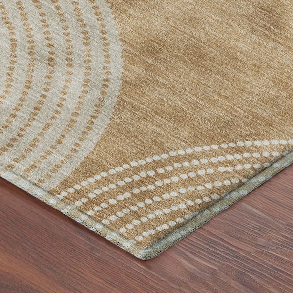 Mayfield Premium Machine Washable Abstract AMF2281 Gold 3 ft. x 5 ft. Area Rug