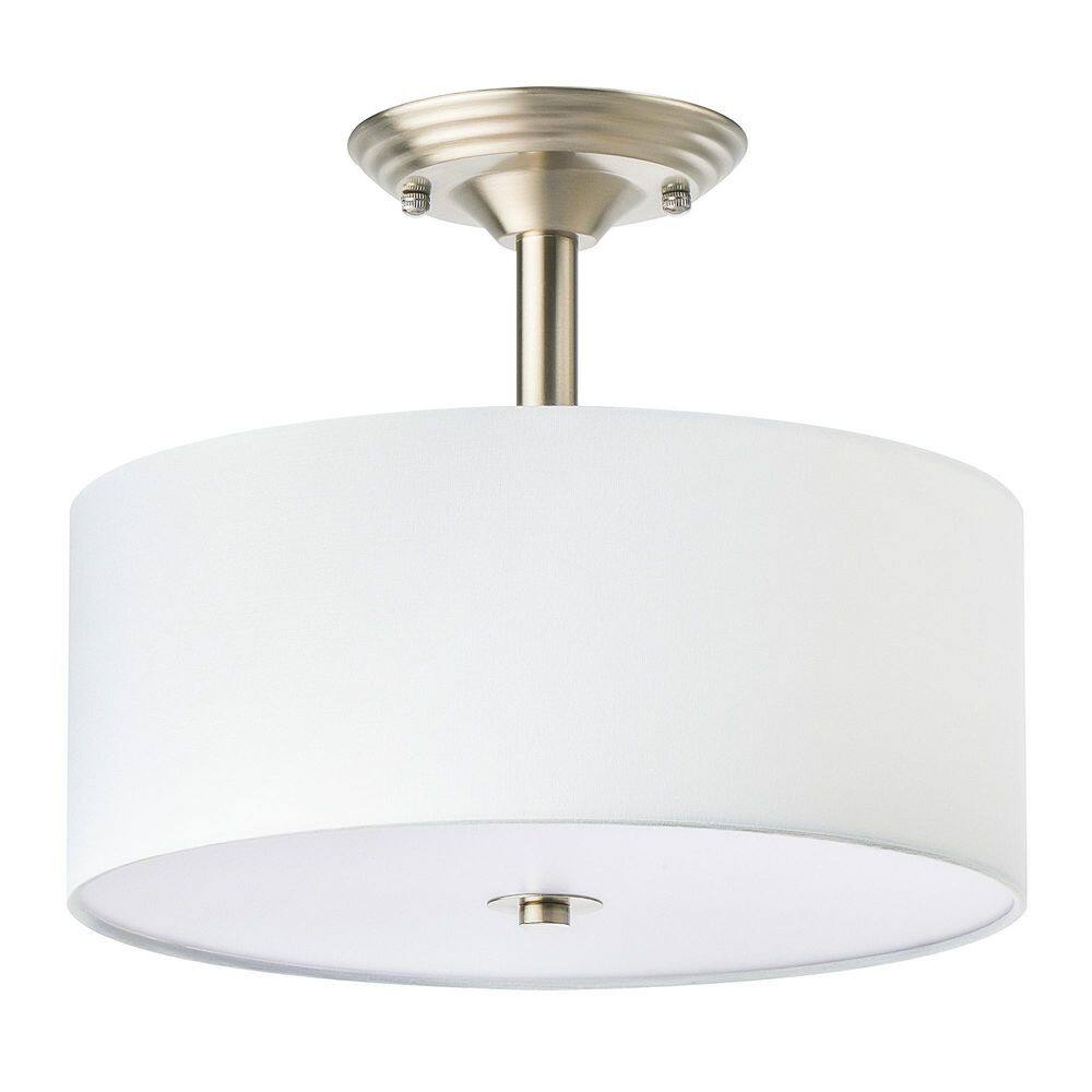 13 in. 2-Light Brushed Nickel Semi-Flush Mount Light with Fabric Drum Shade price history on PriceWatchPro