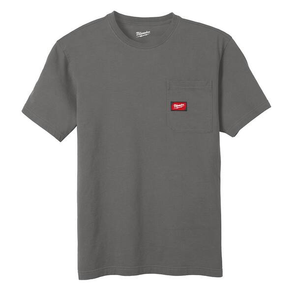 Milwaukee Men's X-Large Gray GRIDIRON Cotton/Polyester Short-Sleeve Pocket  T-Shirt 605G-XL - The Home Depot