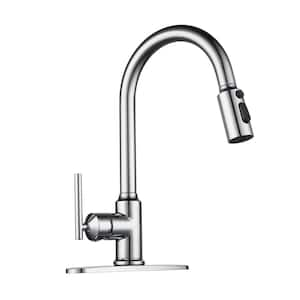 3-Mode Single Handle Pull Down Sprayer Kitchen Faucet with TurboSpray and FastMount in Stainless Steel Polished Chrome