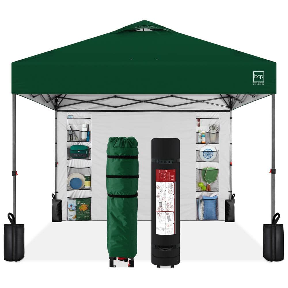 10 ft. x 10 ft. Forest Green Easy Setup Pop Up Canopy Portable Tent with 1-Button Push, Side Wall, Case price history on PriceWatchPro