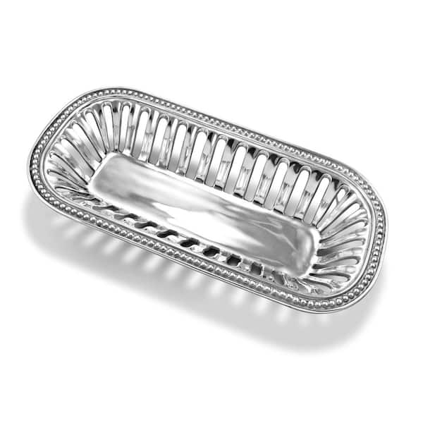 Wilton Armetale Flutes and Pearls Aluminum 15 in. by 7.25 in. Bread Serving Basket, 1-Piece