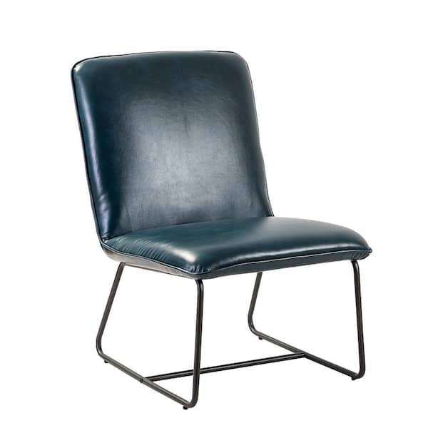 JAYDEN CREATION 0rorbia Upholstered Accent Turquoise Side Chair with Metal Base