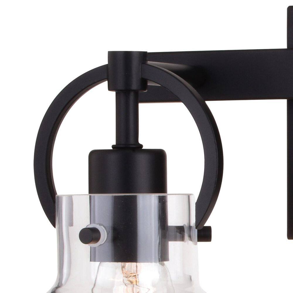 Matte Black Steel 2-Light Dimmable Vanity Fixture