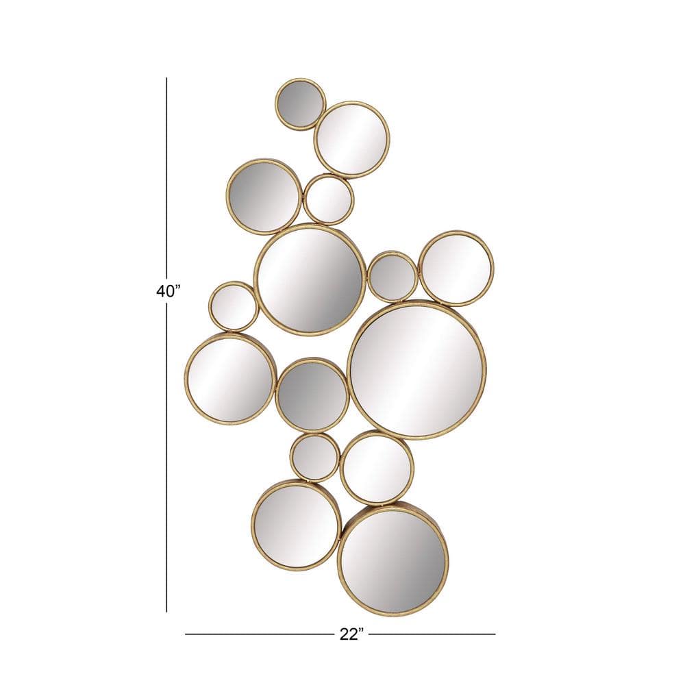 Gold Round Cluster Framed Wall Mirror, 40" x 22"