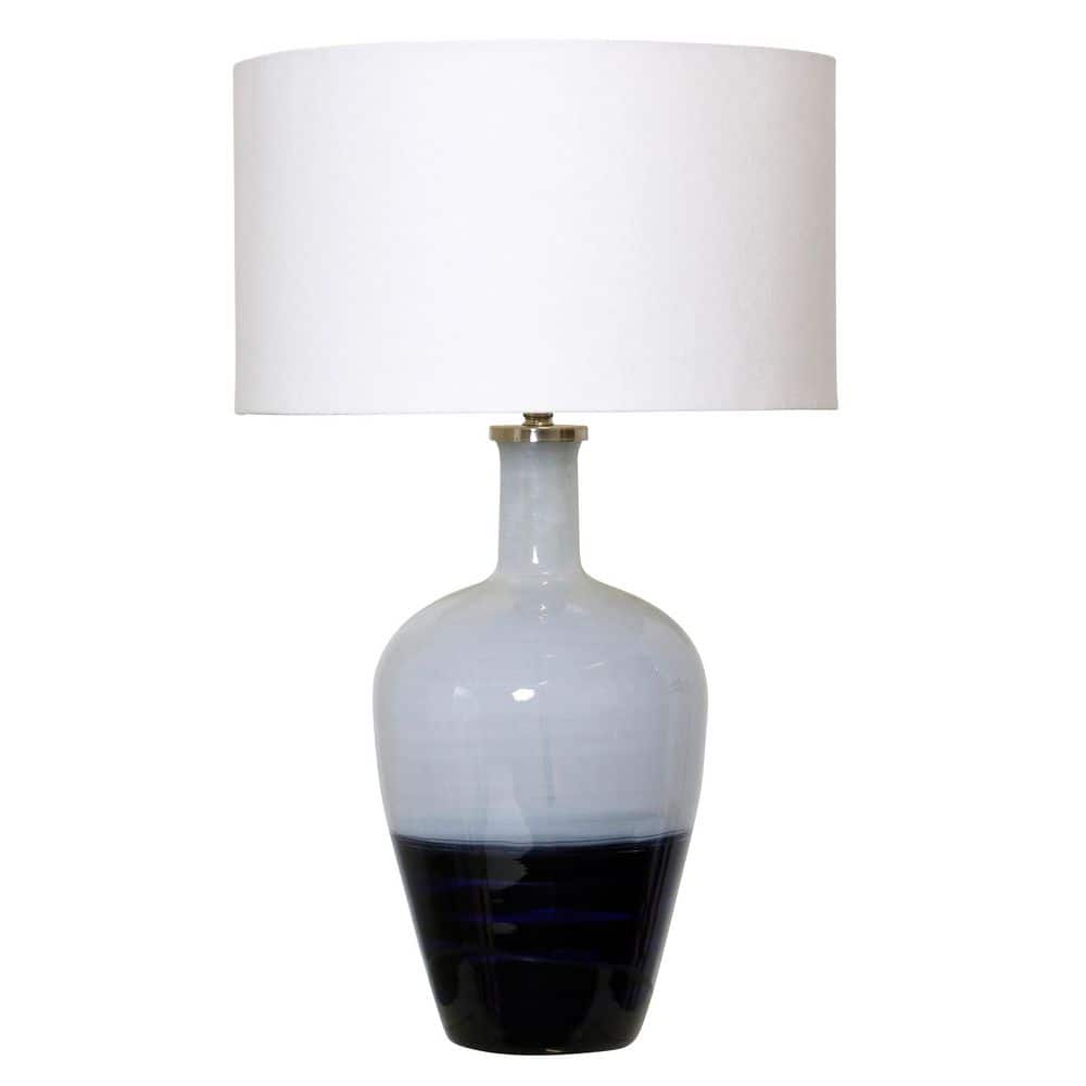 Andean 29 in. White/Blue Transitional No Design Bedside Table Lamp for Bedroom with White Linen Shade price history on PriceWatchPro