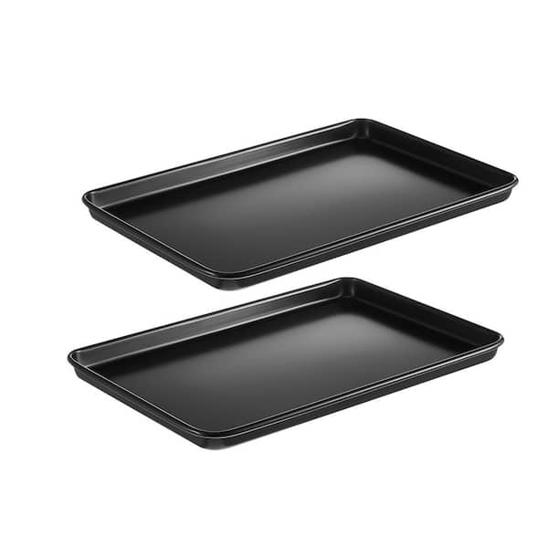2-Pack Carbon Steel Non Stick Rectangular Sicilian Style Pizza Pan Grandma Style Bakeware for Oven Cooking