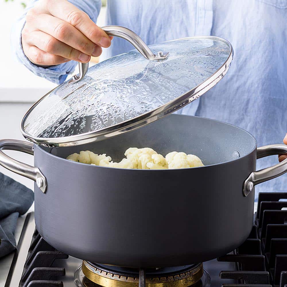 Gray Ceramic Nonstick 18-Piece Cookware Set with Stainless Steel Handles