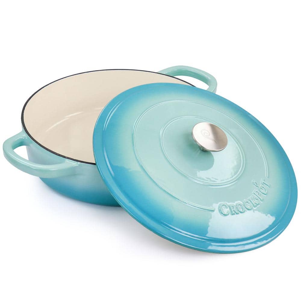 Aqua Blue Enameled Cast Iron Braiser with Lid, 5-Quart