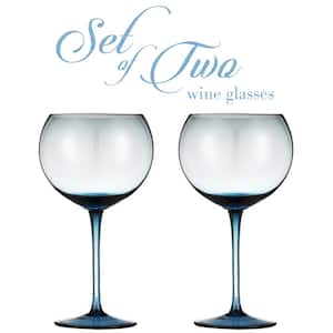 Luxurious and Elegant Sparkling 18.7 oz. Blue Colored Glassware (Set of 2)