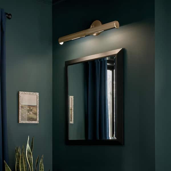 Midi 24 in. 2-Light Champagne Bronze LED Hallway Indoor Wall Sconce Picture Light with Adjustable Arm