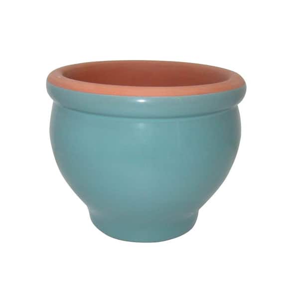 Unbranded 5.5 in. Blue Glazed Assortment Terra Cotta Pedestal Bowl