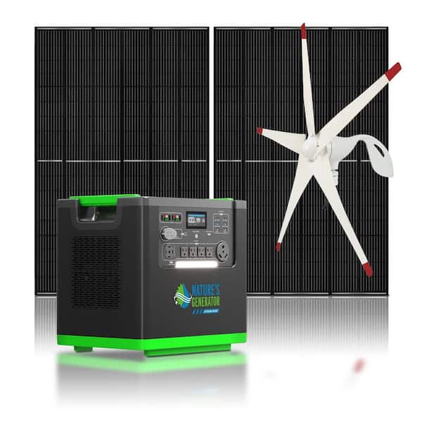 Nature's Generator Lithium 6000 with Solar Panels and Wind Turbine