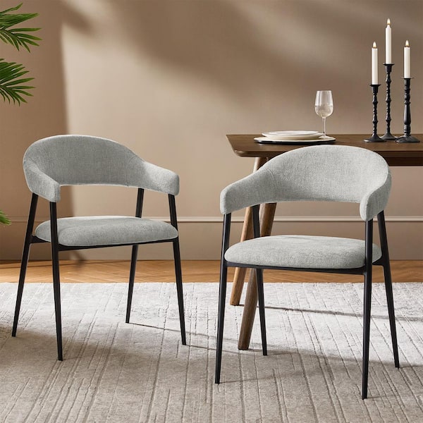 Andres Grey Polyester Modern Dinning Chair (Set of 2)
